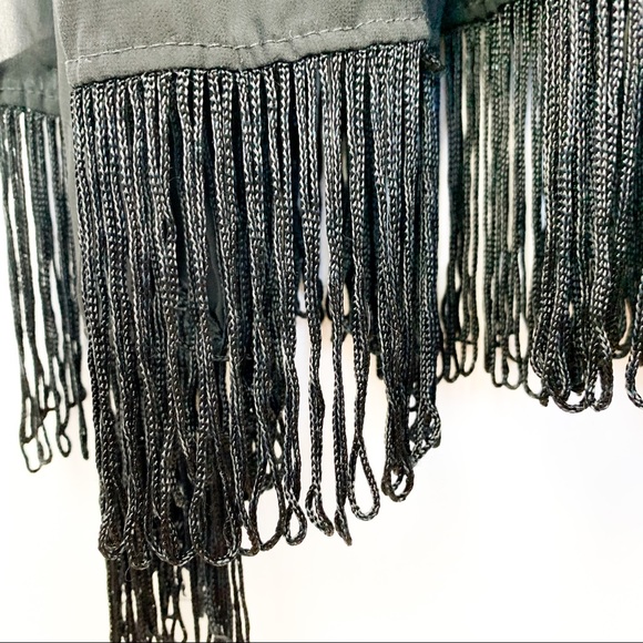 Black Sheer Beach Swim Coverup with Fringe - Picture 3 of 10